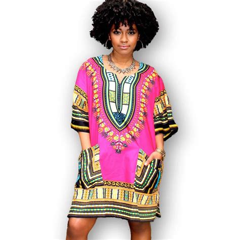2016 New Women Summer Dress Pocket Loose Traditional African Print Dashiki Bohemian Style Sexy