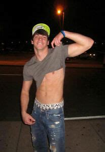 Shirtless Male Hunk Cute Frat Guy Lifting Up Shirt Night Shot Photo X