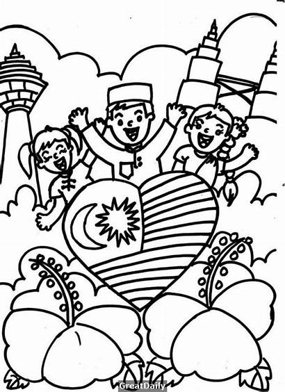 Poster Colouring Coloring Pages Posters Kemerdekaan Hari