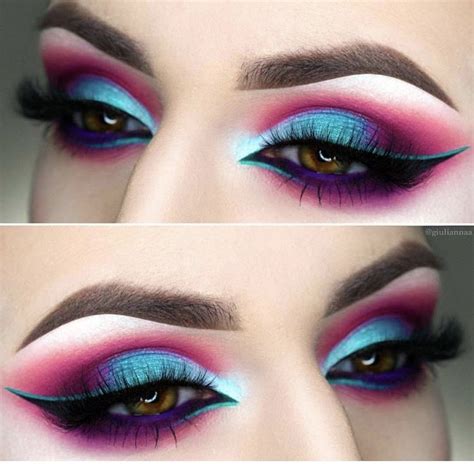 Hot Pink And Blue Makeup By Guiliannaa Makeup Eyeshadow Makeup Eye