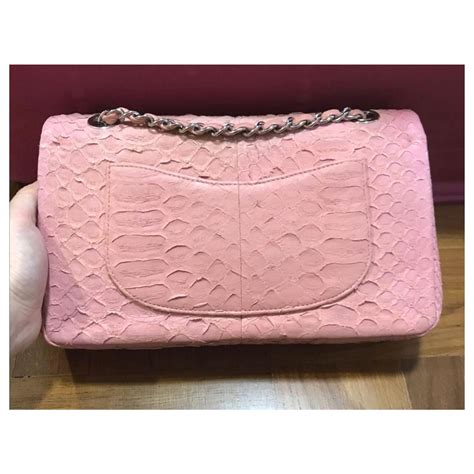 Chanel Pink Medium Snakeskin Flap Bag Exotic Leather Ref174910 Joli