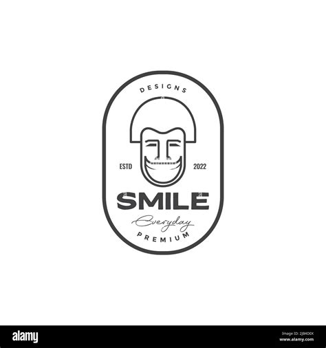 Head Man With Big Smile Badge Logo Design Vector Graphic Symbol Icon Illustration Creative Idea