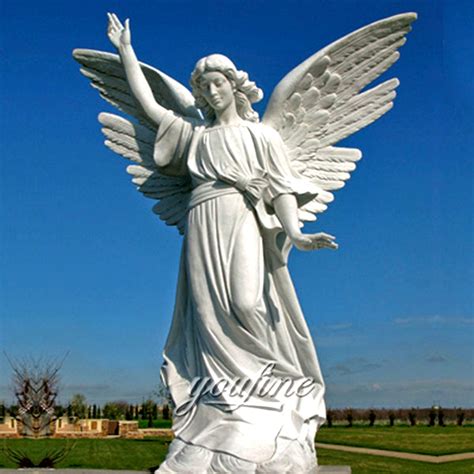 Outdoor Life Size White Marble Female Angel Statue For Garden