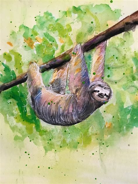 Watercolor Sloth Art Print By Bethany Kerr Etsy