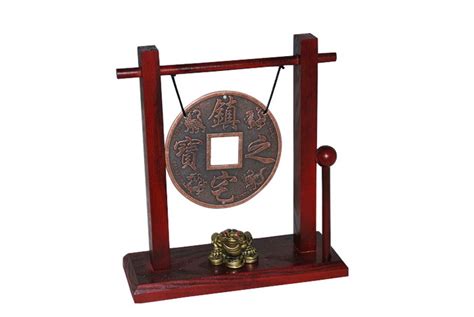 Zen Art Chinese Old Coin Style Bronze Feng Shui Desktop Gong With Rammer