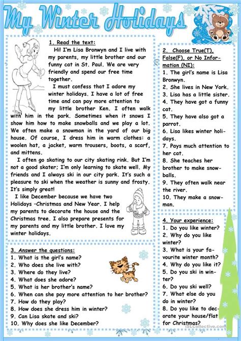 My Winter Holidays Worksheet Free Esl Printable Worksheets Made By