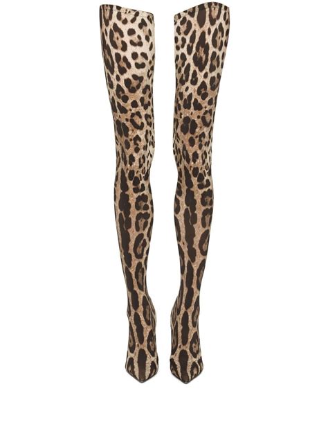 dolce and gabbana kim dolceandgabbana leopard print thigh high boots farfetch