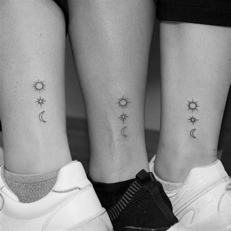 Matching Sun Moon And Star Tattoos For Mother And