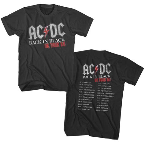Acdc Special Order In Black Uk Tour Adult Ss T Shirt Rockmerch