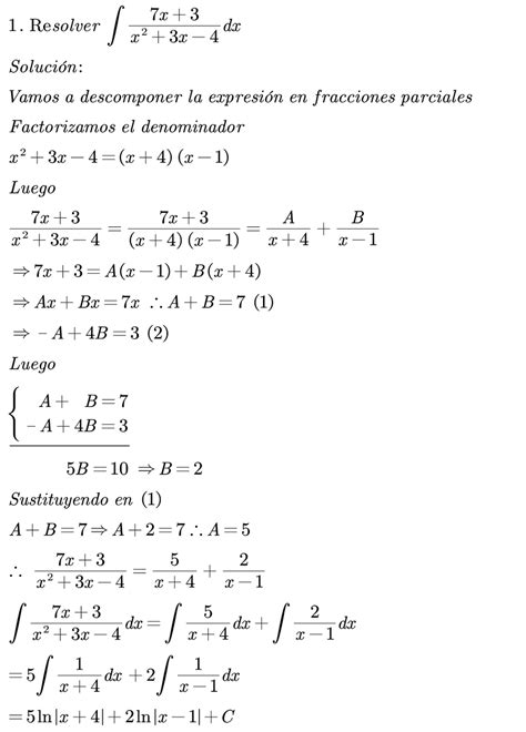 Integración Por Fracciones Parciales Matemática Informática Y Educación