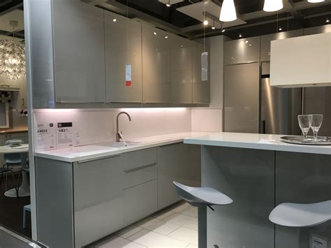 Simple lines, soft colours and natural materials, with perfectly integrated intelligent appliances. Ikea ringhult gloss light grey kitchen | Light grey ...