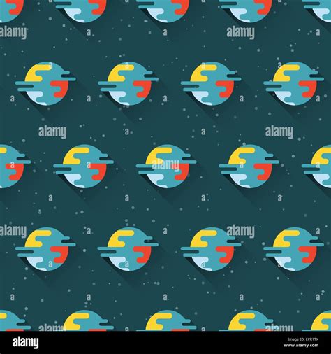 Seamless Space Pattern With Planets And Stars Trendy Flat Design