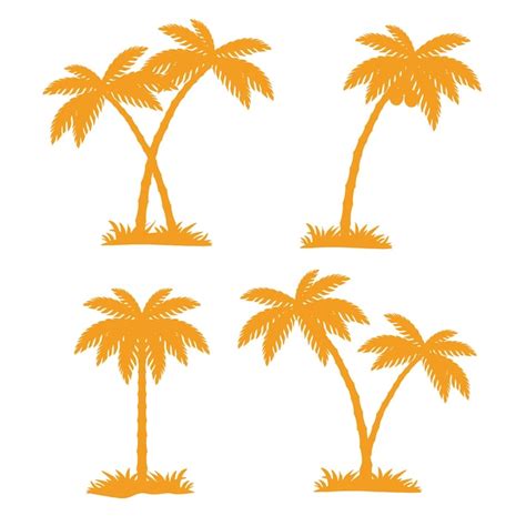 Premium Vector Tropical Coconut Palm Trees Silhouette Set Vector