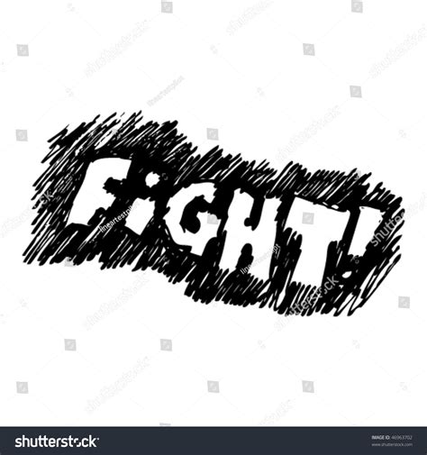 Quirky Ink Drawing In Kids Style Of The Word Fight Stock Vector