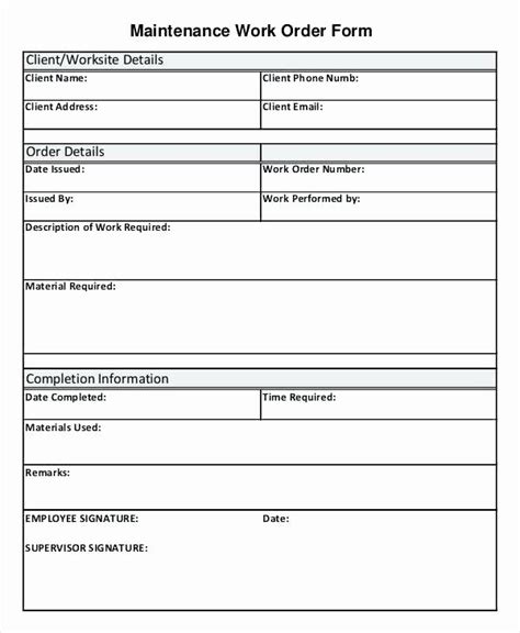 Apartment Work Order Template