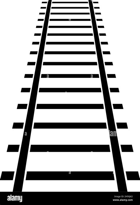 Railway Train Track Tramway Silhouette Illustration Stock Vector