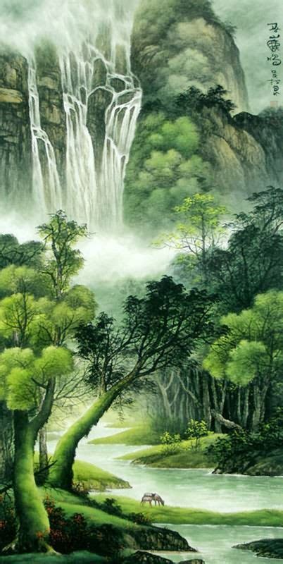Chinese Waterfalls Chinese Waterfall Painting 1135018 66cm X 136cm