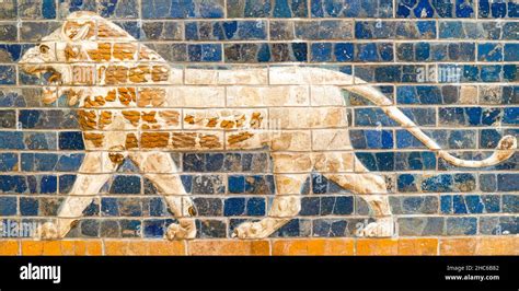 Lion Relief On Glazed Bricks From The Ishtar Gate Details Of The