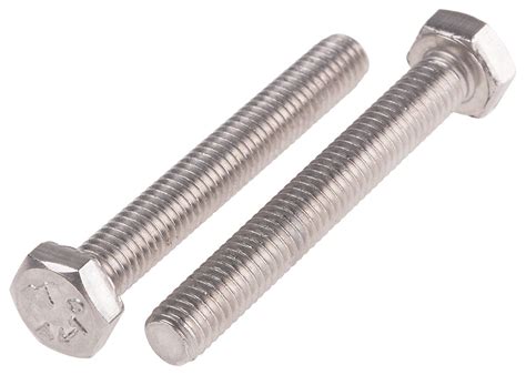 Plain Stainless Steel Hex Hex Bolt M6 X 45mm Rs