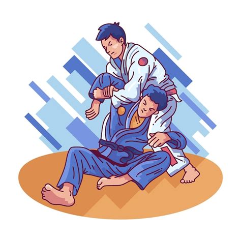 Free Vector Jiu Jitsu Athletes Fighting