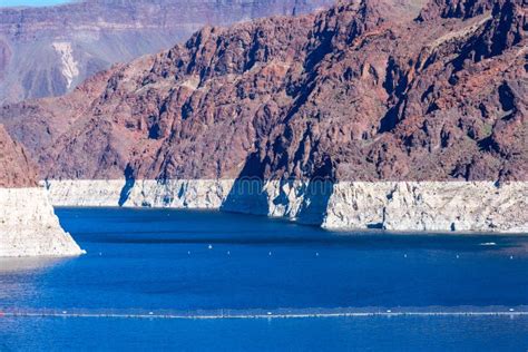 Record Low Water Level Of Lake Mead Key Reservoir Along Colorado River