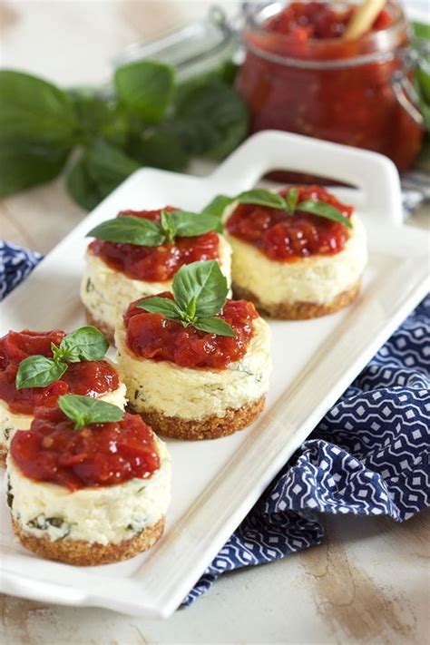 Mini Basil Parmesan Cheesecakes With Tomato Jam Recipe Savory