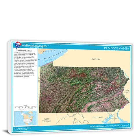 Pennsylvania National Atlas Satellite View 2022 Canvas Wrap