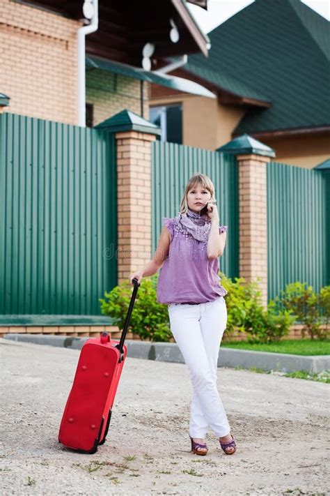 Girl With A Suitcase Stock Photo Image Of Female Girl 21328946