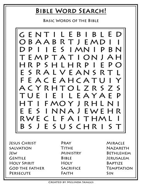 Printable Childrens Bible Word Search Puzzles Word Search Printable