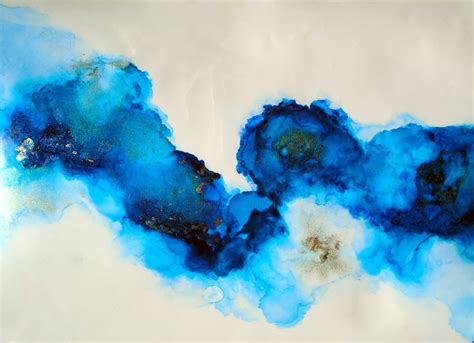 Deep Blue Fluid Elegant Abstract Water P Painting By Holly Anderson