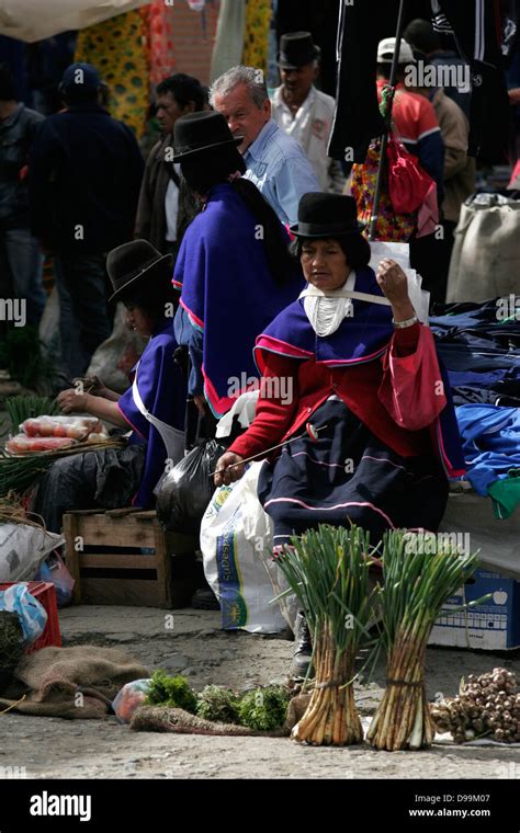 Indigenous Guambiano People On The Market In Silvia Near Popayan