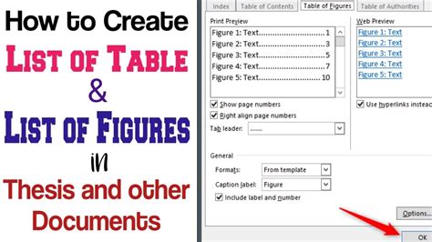 How To Create List Of Tables And List Of Figures In Thesis And Other