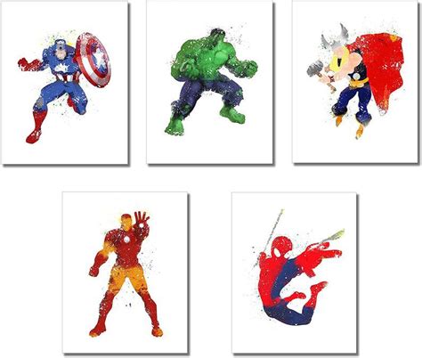 Set Of 5 Photos Superhero Prints Superhero Kids In 2021 Superhero