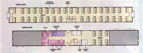 At night the sofa converts to a lower bed and an upper bed folds down from above. Superliner Floor Plan