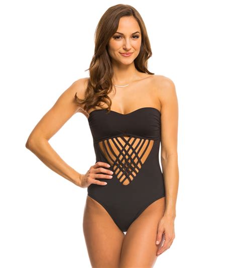 kenneth cole strappy hour bandeau cut out one piece swimsuit at free shipping