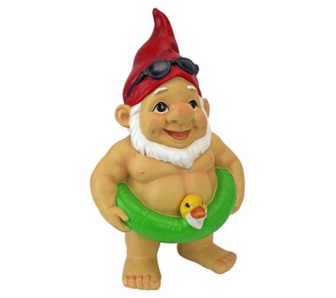 Design Toscano Pool Party Pete Naked Gnome Garden Statue Qvc Com My