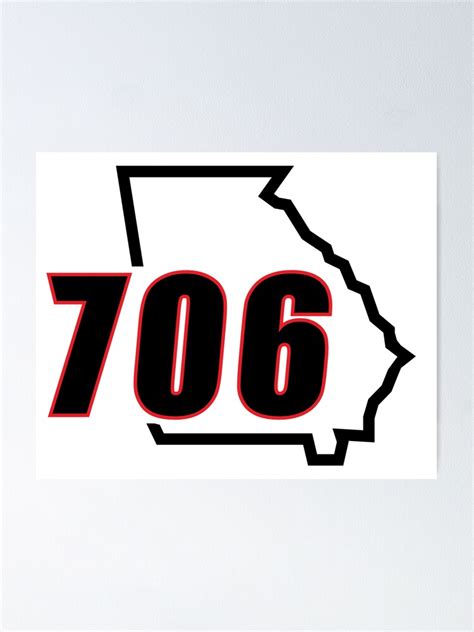Red Black Georgia Area Code On White Poster For Sale By