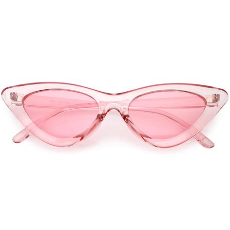 Womens Exaggerated Translucent Cat Eye Sunglasses Color Tinted Lens