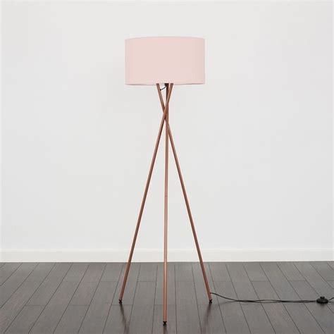 Copper Tripod Floor Lamp With Xl Dusty Pink Shade Tripod Floor Lamps