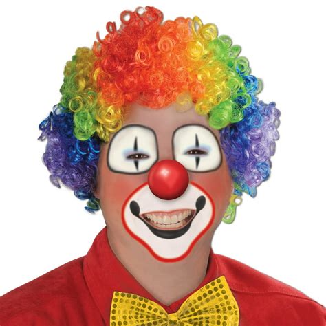 Club Pack Of 12 Vibrantly Men Adult Curly Clown Halloween Wig Costume