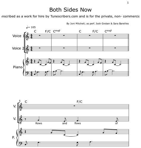 Both Sides Now Sheet Music For Choir Tenor Piano