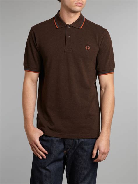 Fred Perry Classic Twin Tipped Polo Shirt In Brown For Men Lyst