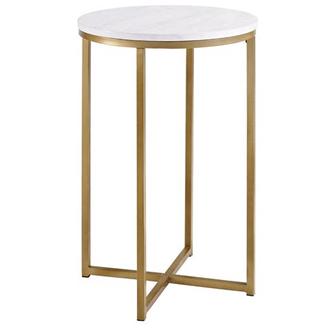 Gold Round Side Table In Faux Marble Foster Furniture123