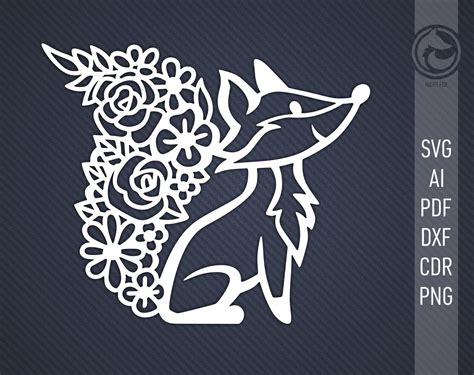 Floral Fox Svg Datei Fuchs Dxf Geschnitten E Dateien Für Etsy