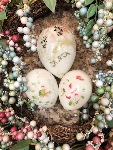 Antique Set Of 3 Victorian Milk Glass Easter Eggs Hand Blown Etsy
