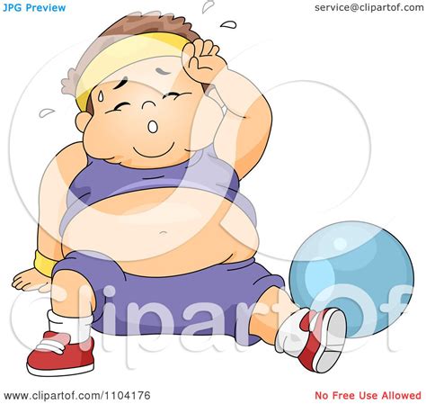 D or get all 4 for only 30 dollars! Clipart Overweight Sweaty Boy Working Out With An Exercise ...