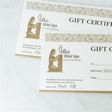 Our most popular package are: Gilla's Spa offers gift certificates, perfect for a ...