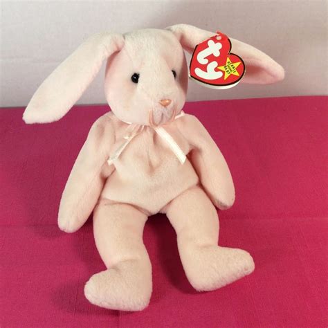 1996 Ty Beanie Babies Plush Pink 9 Hoppity Bunny Rabbit Stuffed Animal
