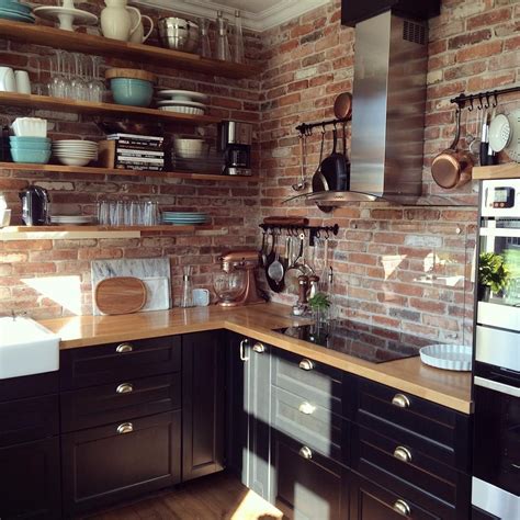 Utensil holder, white, black helps free up space on your countertop while keeping cooking utensils close at hand 5 1/8x5 1/8 , hooks sold seperately frame black finish, ikea brand great for wall or table, use with fintorp hooks for kitchen rail Black cabinets, butcher block counters, brick walls, open ...