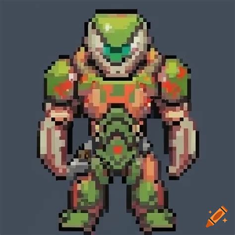 Pixel Art Of The Doom Slayer Character On Craiyon